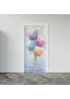 Kapı Giydirme Kapı Sticker Folyosu 3D Renkli Çiçekler