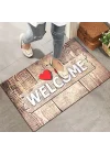 Kapı Önü Paspası - Modern ve Şık Kapı Paspası | Ev, Ofis ve Dış Mekân Kullanımı İçin (Ahşap Desenli Welcome) 45x65