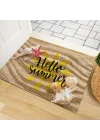 Kapı Önü Paspası - Modern ve Şık Kapı Paspası | Ev, Ofis ve Dış Mekân Kullanımı İçin (Hello Summer Kumsal) 45x65