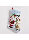 Keçe Aplike Noel Çorabı, Noel Babanın Buluşması, 45,72 cm, Kumaş