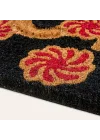 Kerala Siyah-kırmızı Coir Kapı Önü Paspası 45x75 Cm