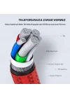 Kırmızı Type-C Örgülü Kırılmaz Şarj Kablosu