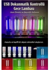 Kırmızı USB LED Gece Lambası, Cam Tüp, Dokunmatik, Mini Taşınabilir, Dim Edilebilir