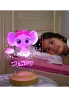 Kız Çocuğa Hediye Fil Figürlü Hediyelik Kişiye Özel Tatlı Fil 3d Led Lamba