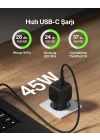 Kompakt Duvar Şarj Cihazı 45 W + USB-C - USB-C Kablosu, Apple iPhone 17, 16, 15, 14, Plus, Pro, Pro Max, Samsung Galaxy S25 Serisi, S24, Pixel 9, iPad, AirPods ve Fazlası için Hızlı Şarj, Siyah