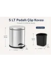 Krom 5 Lt Micro Pedallı Çöp Kovası