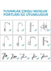 Krom Fonksiyonlu Tasarruflu Oynar Başlıklı Eviye Musluk Spiral Batarya Ucu