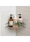 Krom Tek Katlı Duş Şampuanlığı Paslanmaz Çelik Banyo Köşe Rafı Vidalı Sağlam ve Şık Tasarım