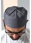 Kubbeli Kalıp Namaz Takkesi Gri Gri 58
