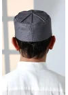 Kubbeli Kalıp Namaz Takkesi Gri Gri 58