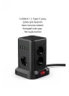 Kule Tipi Çoklu Priz - 3 USB-A + 1 Type-C Çıkışlı, Akım Korumalı, Tek Tuş Kontrollü Masaüstü Priz