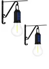 Kyrotech 2 Li Set Güneş Enerjili LED Dış Mekan Lamba, Su Geçirmez, Ferforje Askılı, USB Type-C Şarjlı, 3 Modlu, Kapı Önü, Bahçe, Balkon, Garaj ve İşyeri Giriş Aydınlatması, Dekoratif Solar Lamba