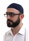 Lacivert Kışlık Sade Desenli Kadife Namaz Takkesi