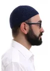 Lacivert Kışlık Sade Desenli Kadife Namaz Takkesi