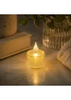 LED 3 Adet Dekoratif Mum Sarı Işık – Alev Efektli Tealight Gece Lambası