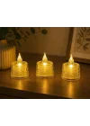 LED 3 Adet Dekoratif Mum Sarı Işık – Alev Efektli Tealight Gece Lambası