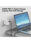 LED Ekranlı 240W USB C - USB C Hızlı Şarj Kablosu, (48V/5A) USB-C PD 3.1, Naylon Örgülü Tip C Erkek - Erkek Kablo Kablosu, MacBook Pro/Air/iPad/Google/HP/Lenovo/Samsung için Dizüstü Veri Kablosu