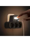 LED Gece Işıklı 3680 W Priz Adaptörü - 3lü Akım Korumalı Priz + 2 USB ve 2 Type-C Girişli, Kablosuz Duvar Tipi Çoklu Şarj Adaptörü, Kısa Devre Koruma, Kompakt Tasarım
