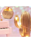 Led Işıklı Sevimli Kaktüs Dekoratif Masa Lambası Mini Biblo Gece Lambası-GOLD