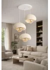 Limon 3D Desing 3 Lü Sarkıt Avize Krem Rustik E27 Modern Avize Bohem Beton Görünüm 30 cm (Rustik Ampül Dahildir) YVR-B-101-KR