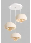 Limon 3D Desing 3 Lü Sarkıt Avize Krem Rustik E27 Modern Avize Bohem Beton Görünüm 30 cm (Rustik Ampül Dahildir) YVR-B-101-KR