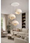 Limon 3D Desing 3 Lü Sarkıt Avize Krem Rustik E27 Modern Avize Bohem Beton Görünüm 30 cm (Rustik Ampül Dahildir) YVR-B-101-KR