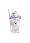 Lisanslı We Bare Bears Ice Bear Simli Plastik Pipetli ve Kapaklı Suluk