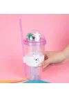 Lisanslı We Bare Bears Ice Bear Simli Plastik Pipetli ve Kapaklı Suluk