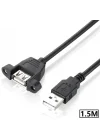 Luantic 8748 1.5 Metre Usb Dişi Erkek Panel Tipi Data Uzatma Kablosu Parazit önleyici filtreli 2xAWG24 2xAWG28 12Mbps ileetişim hızı