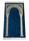 Lüks Mihrap Desenli Şönil Dokuma Seccade Mavi