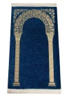 Lüks Mihrap Desenli Şönil Dokuma Seccade Mavi