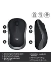 M185 Kablosuz Mouse, 1.000 DPI Optik Sensör, Sağ ve Sol Elle Kullanıma Uygun, 10 m Kullanım Mesafesi, 12 Ay Pil Ömrü, Gri