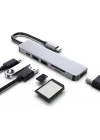 Macbook Pro Huawei Dell ile Uyumlu Type C to 4K HDMI + USB 3.0 + SD/tf + PD + Type-C, Taşınabilir 7in1 Adaptör
