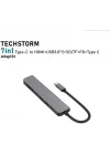 Macbook Pro Huawei Dell ile Uyumlu Type C to 4K HDMI + USB 3.0 + SD/tf + PD + Type-C, Taşınabilir 7in1 Adaptör