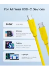 MacBook Pro, iPhone 15 Pro Max Plus, iPad Pro/Air, Galaxy S23Ultra, Piksel, Anahtar, 3.3 ft, Sarı için 140W USB C - USB C Kablosu PD 3.1 Tip C Hızlı Şarj Kablosu