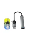mAcbook Uyumlu Type-C & USB Çiftli 4port USB 3.0 Splitter 5 Gbps Çevirici Hub Adaptör