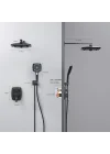 Mat Siyah Banyo Duş Bataryası Seti Vana, Yağış Duş Başlığı El Combo ile