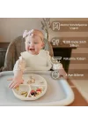 Meleni Baby Vakum Tabanlı Bebek Silikon Mama Tabağı - Silikon Tabak Krem