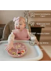 Meleni Baby Vakum Tabanlı Silikon Tabak - Bebek Silikon Mama Tabağı Pembe