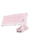 Mercury K1+M1 Pro Kablosuz Rgb Işıklı Mekanik Q Gaming Klavye ve Optik Mouse Seti, Sakura Pink