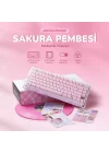 Mercury K1+M1 Pro Kablosuz Rgb Işıklı Mekanik Q Gaming Klavye ve Optik Mouse Seti, Sakura Pink