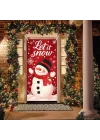 Merry Christmas Kapı Örtüsü 171 x 71 cm Tatil Ön Sundurma Kapı Afiş Dekorasyon Kış Kırmızı Kardan Adam Siyah Şapka Eşarp ile Let It Snow Teması Tatil Partisi İç Mekan Dış Mekan Dekoru