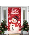 Merry Christmas Kapı Örtüsü 171 x 71 cm Tatil Ön Sundurma Kapı Afiş Dekorasyon Kış Kırmızı Kardan Adam Siyah Şapka Eşarp ile Let It Snow Teması Tatil Partisi İç Mekan Dış Mekan Dekoru