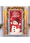 Merry Christmas Kapı Örtüsü 171 x 71 cm Tatil Ön Sundurma Kapı Afiş Dekorasyon Kış Kırmızı Kardan Adam Siyah Şapka Eşarp ile Let It Snow Teması Tatil Partisi İç Mekan Dış Mekan Dekoru