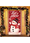 Merry Christmas Kapı Örtüsü 171 x 71 cm Tatil Ön Sundurma Kapı Afiş Dekorasyon Kış Kırmızı Kardan Adam Siyah Şapka Eşarp ile Let It Snow Teması Tatil Partisi İç Mekan Dış Mekan Dekoru