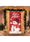 Merry Christmas Kapı Örtüsü 171 x 71 cm Tatil Ön Sundurma Kapı Afiş Dekorasyon Kış Kırmızı Kardan Adam Siyah Şapka Eşarp ile Let It Snow Teması Tatil Partisi İç Mekan Dış Mekan Dekoru