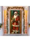 Merry Christmas Kapı Örtüsü 171 x 71 cm Tatil Ön Sundurma Kapı Afiş Dekorasyon Kış Noel Baba Tutarak Kar Taneleri Noel Ağacı İşaret Tatil Partisi İç Mekan Dış Mekan Dekoru