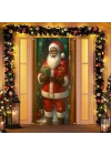 Merry Christmas Kapı Örtüsü 171 x 71 cm Tatil Ön Sundurma Kapı Afiş Dekorasyon Kış Noel Baba Tutarak Kar Taneleri Noel Ağacı İşaret Tatil Partisi İç Mekan Dış Mekan Dekoru