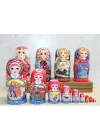 Mey İthalat® 10lu Ahşap Matruşka Seti