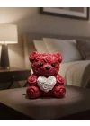 Mey İthalat® 10cm 3D Özel Baskı Kalpli Ayıcık Romantik Hediye Objesi